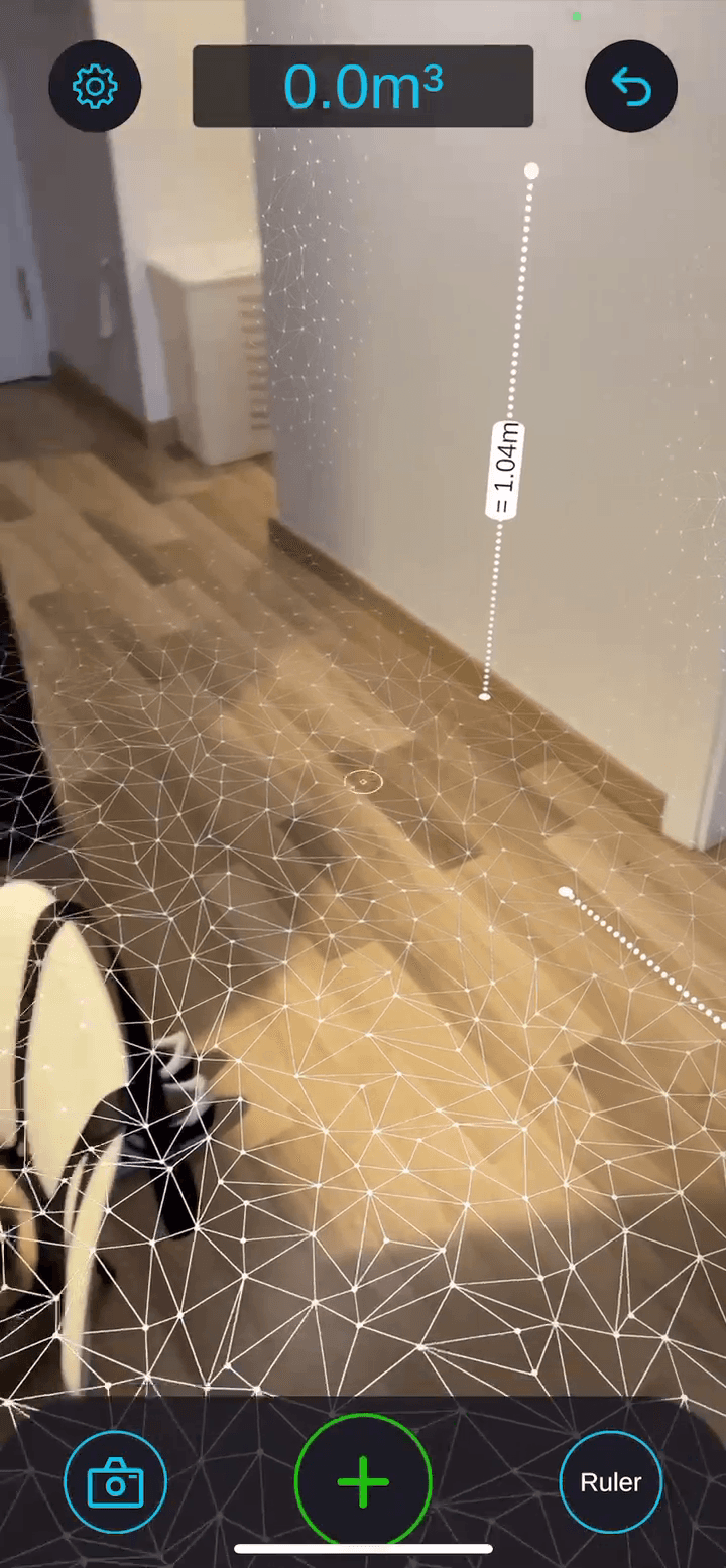 Measure AR augmented reality interface capturing real-world dimensions on site